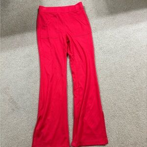 Anthropologie Maeve Vibrant Red Flare Pants.